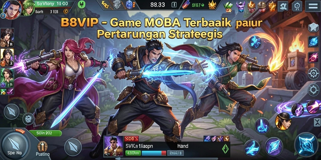 Screenshot menampilkan pertempuran epik dalam B8VIP.
