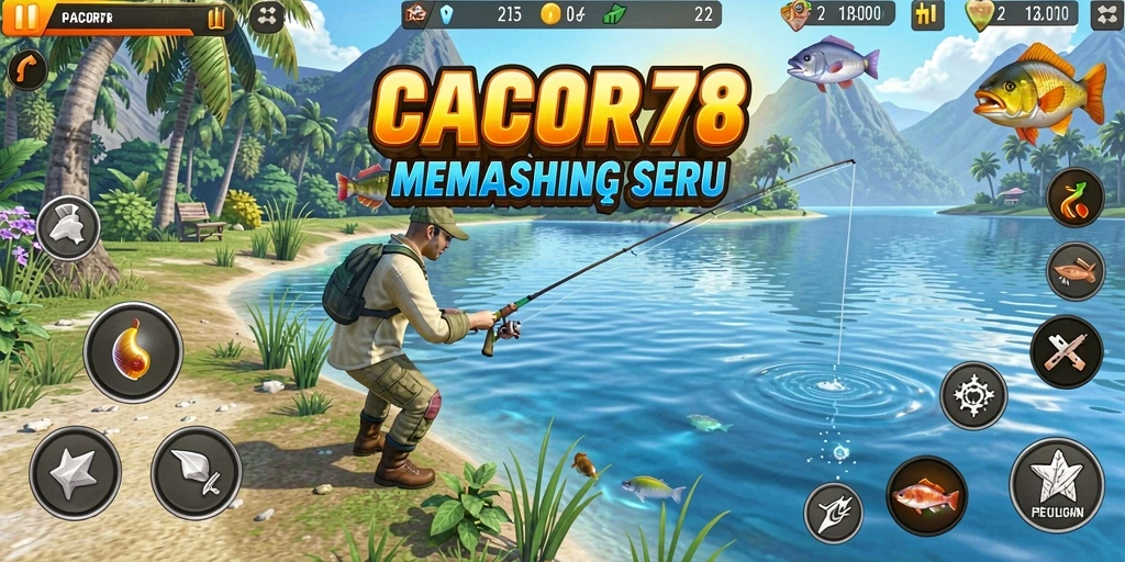Tampilan gameplay <strong>CACOR78</strong> yang seru dan menarik saat memancing ikan.