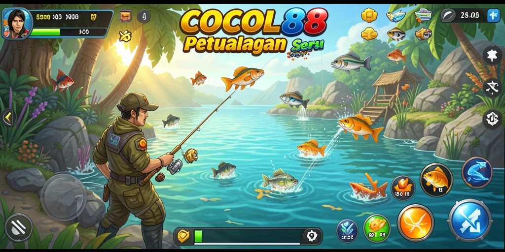Tampilan gameplay COCOL88 dengan pengalaman memancing yang realistis.