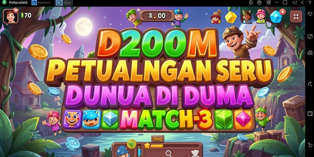 Tampilan gameplay D200M yang penuh warna dan menantang.