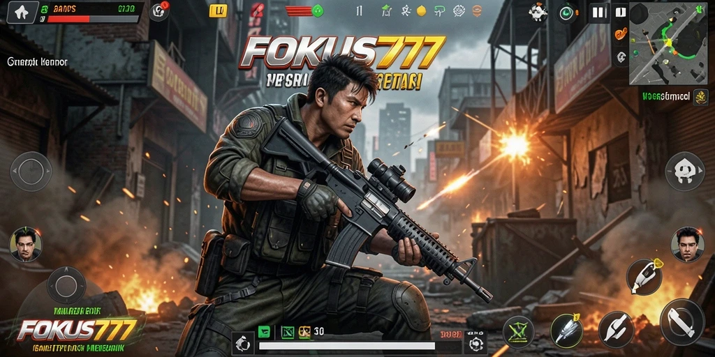 Screenshot FOKUS777 menampilkan aksi seru dalam permainan TPS.