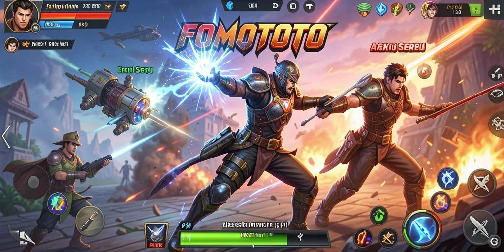 Tampilan aksi seru dalam gameplay FOMOTOTO.