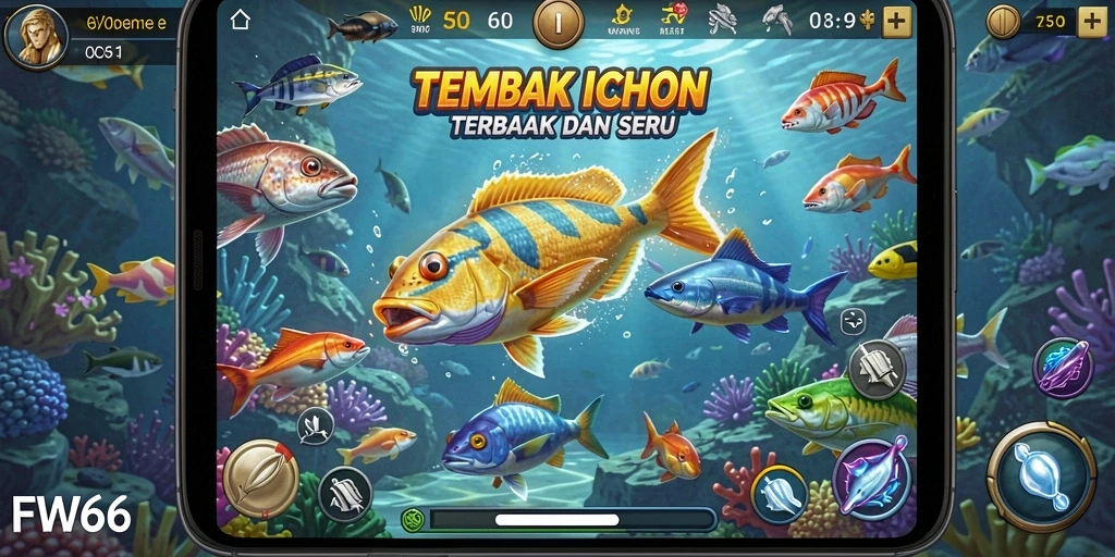 Menampilkan gameplay seru dari game Tembak Ikan FW66.