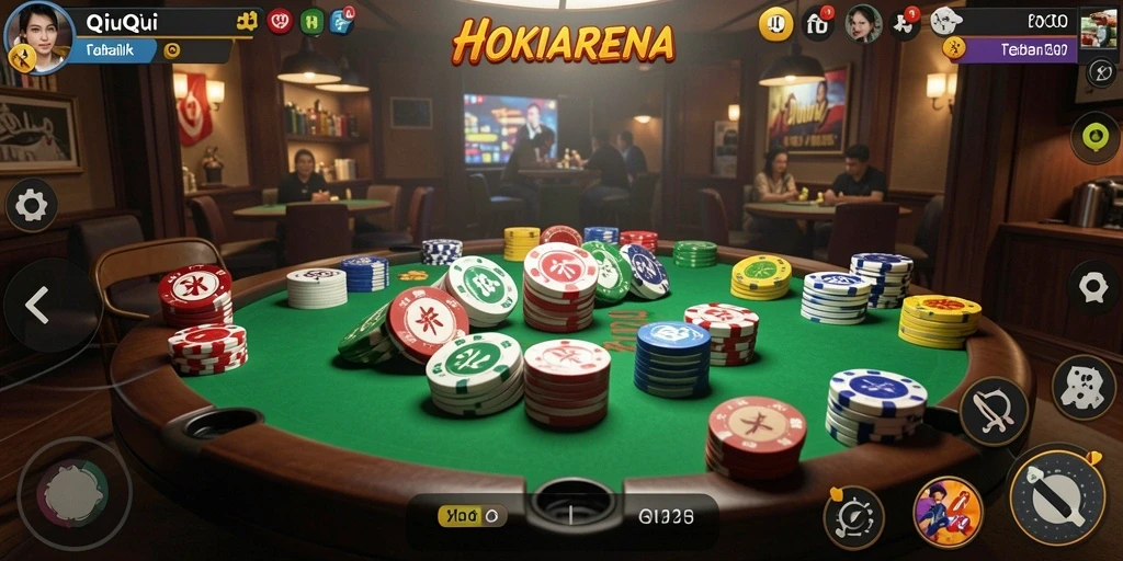 Gameplay QiuQiu yang seru dan kompetitif di HOKIARENA.