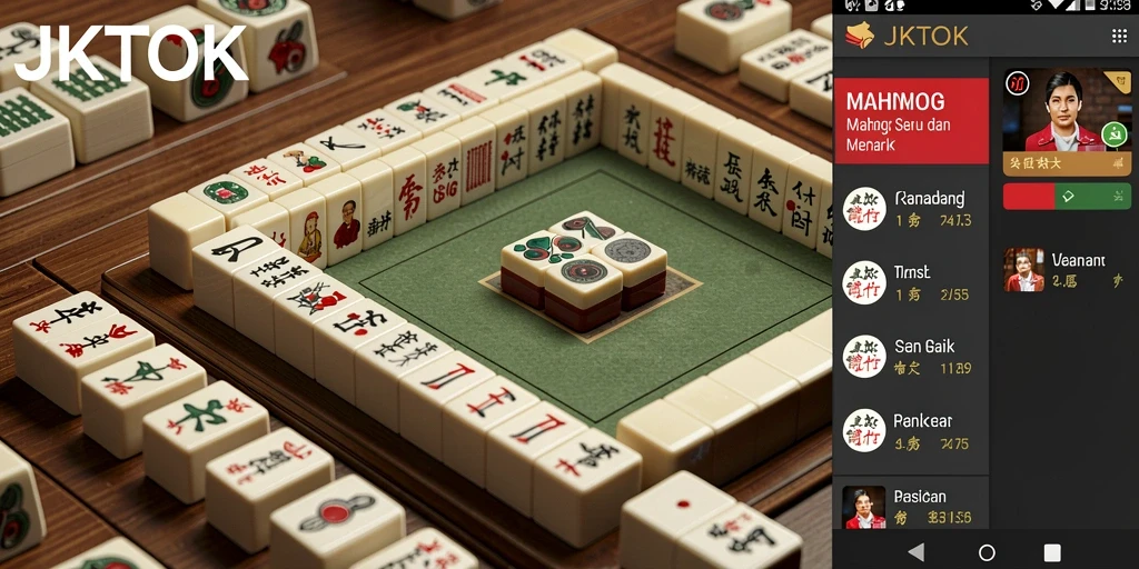 Tampilan utama gameplay <strong>JKTOK</strong> dengan papan Mahjong yang penuh warna.
