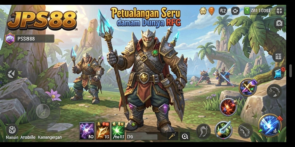Screenshot menampilkan karakter bertarung dalam pertempuran epik di JPS88.