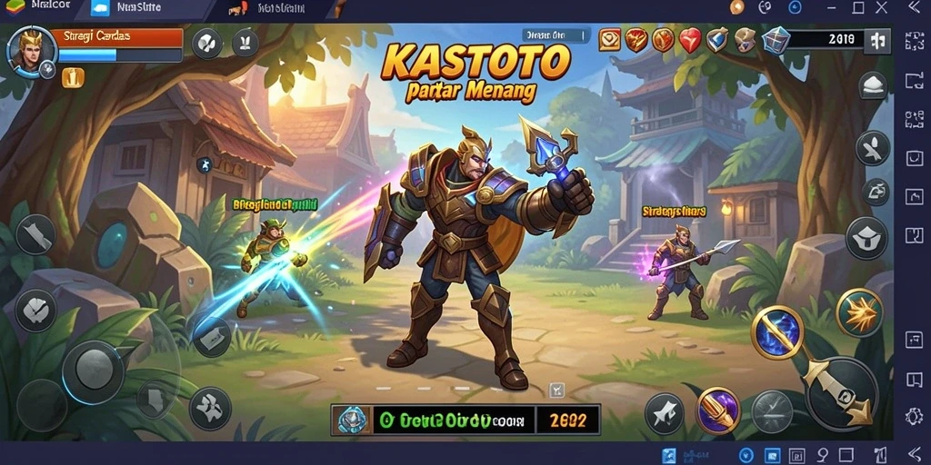 Screenshot gameplay KASTOTO menampilkan pertempuran strategi yang intens.