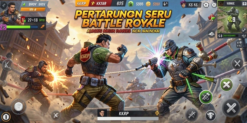 Screenshot gameplay KKRP menunjukkan momen pertarungan seru Battle Royale.