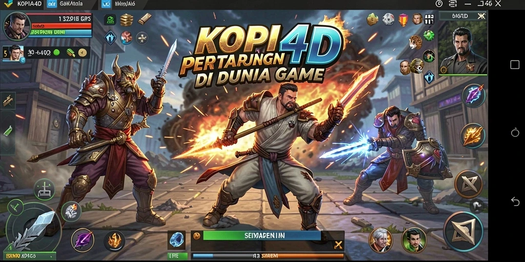 Tangkapan layar gameplay KOPI4D menampilkan pertarungan seru antar karakter.