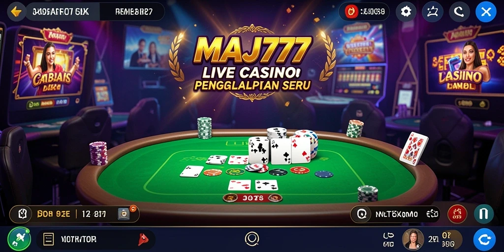 Tampilan gameplay MAJ777 menampilkan dealer langsung dan permainan seru.