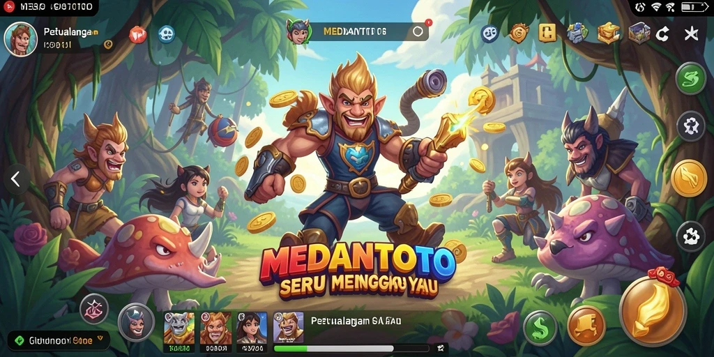 Tampilan gameplay seru dengan aksi petualangan penuh tantangan.