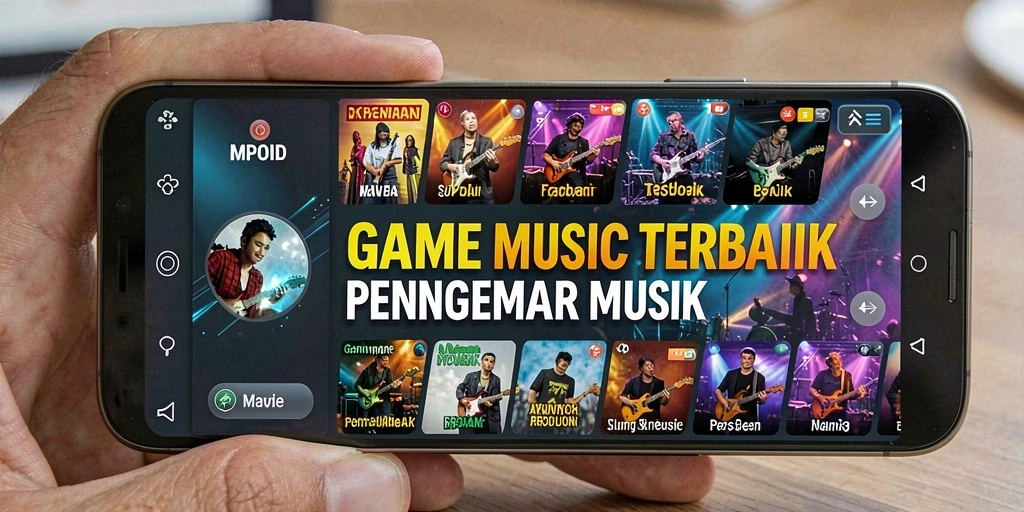 Tampilan gameplay MPOID dengan berbagai tantangan musik.