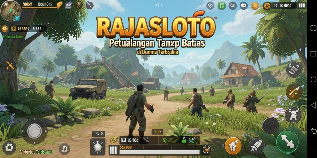 Screenshot gameplay RAJASLOTO menampilkan aksi seru di dunia terbuka.