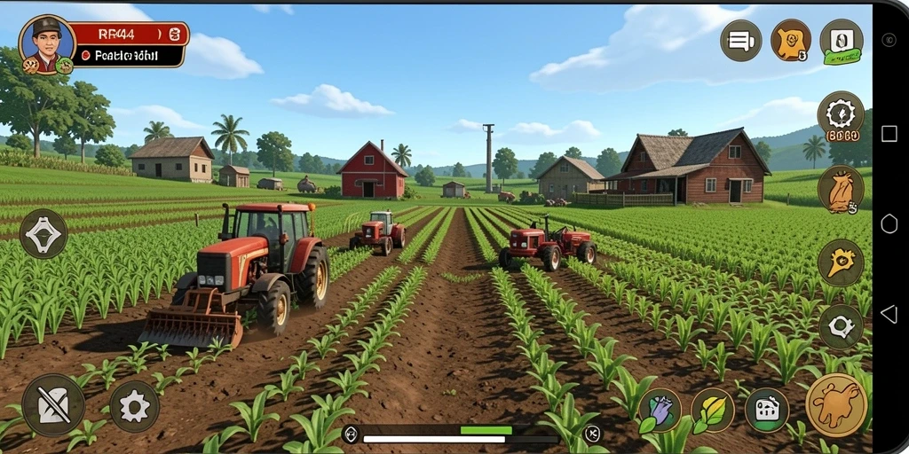Tampilan gameplay menarik dari pertanian di RR44.