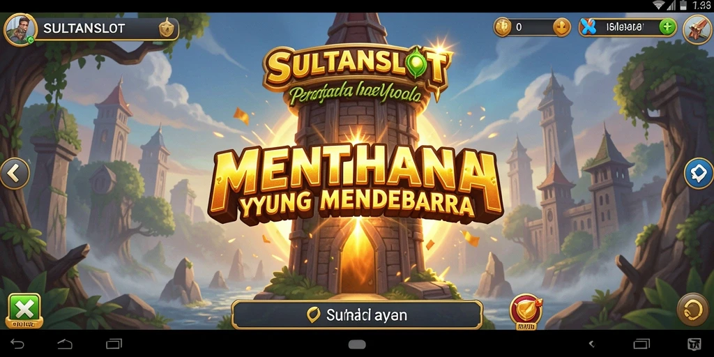 Tangkapan layar utama SULTANSLOT menampilkan aksi menara yang menegangkan.