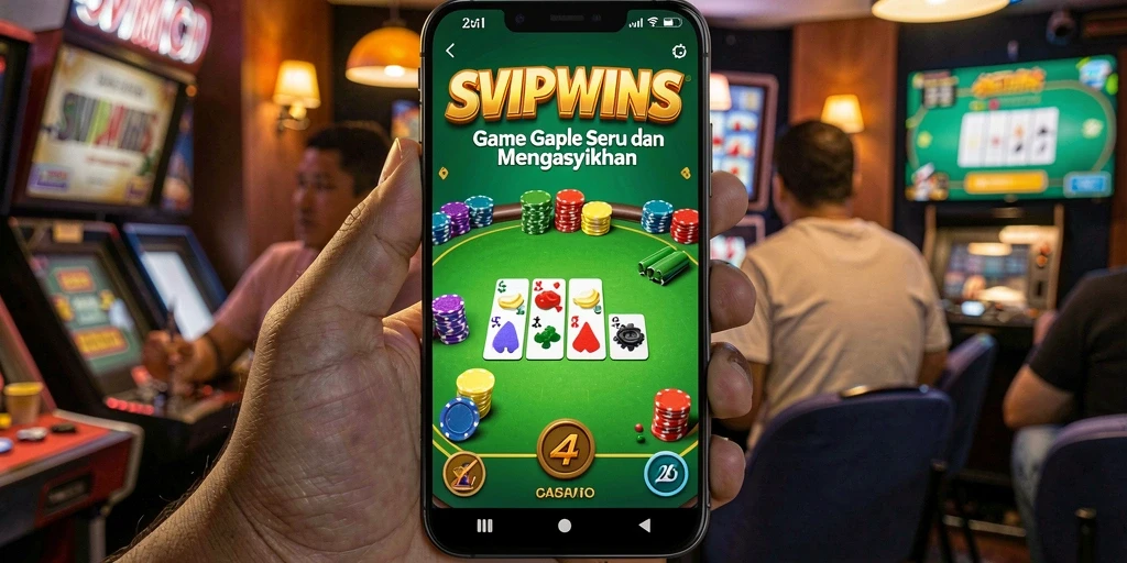 Screenshot gameplay SVIPWINS dengan suasana permainan Gaple yang seru.