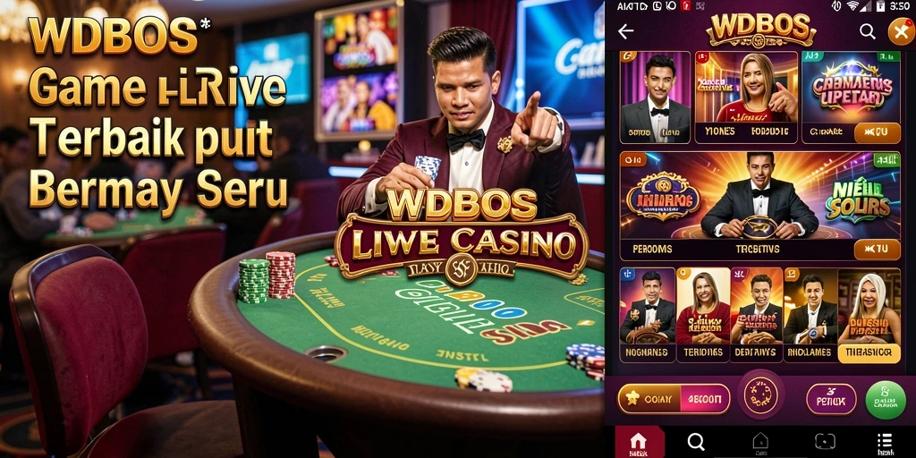 Tampilan gameplay <strong>WDBOS</strong> yang menarik dengan dealer langsung dan meja permainan.