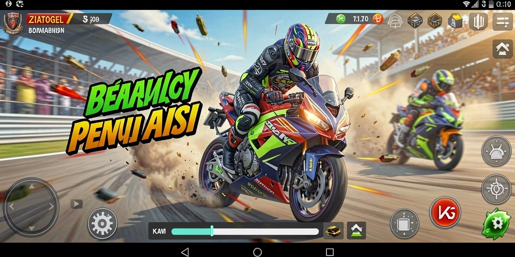 Tampilan seru dari gameplay ZIATOGEL dengan balapan motor yang menegangkan.